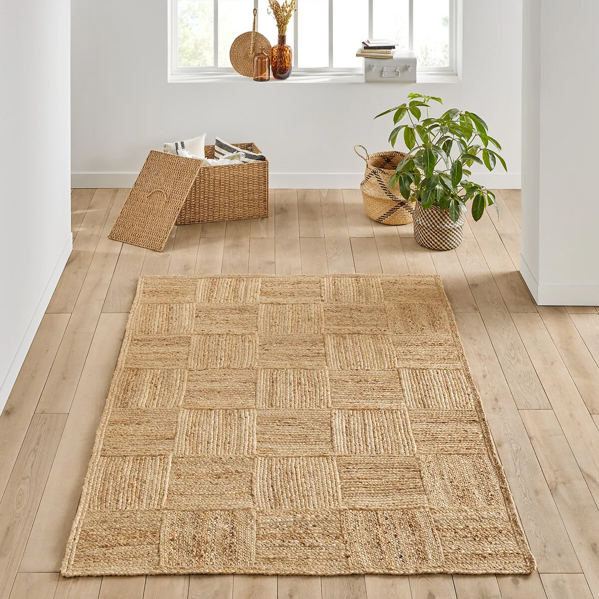 Mulfier Check Woven Jute Rug - Natural product