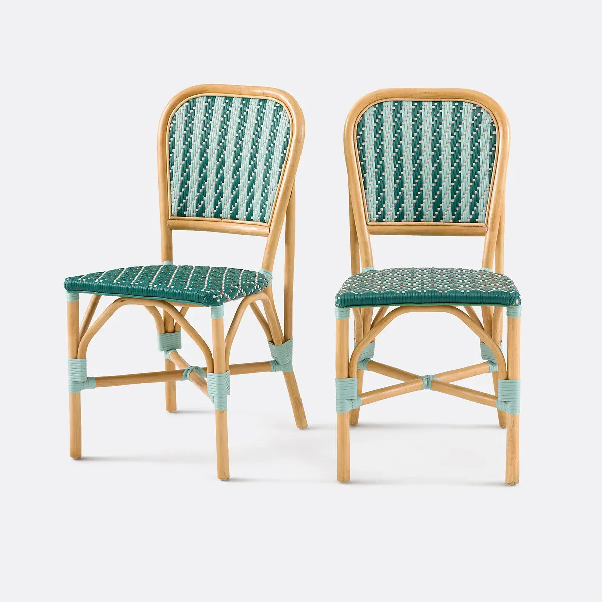 Musette Set of 2 Woven Chairs - Green, Rattan product