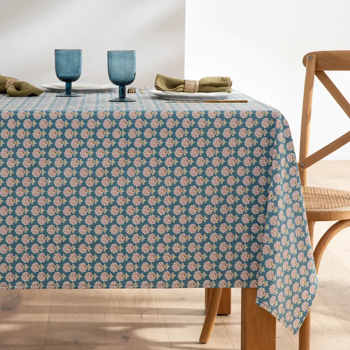 Nadesha Rectangular Tablecloth - Blue, Coated Cotton product