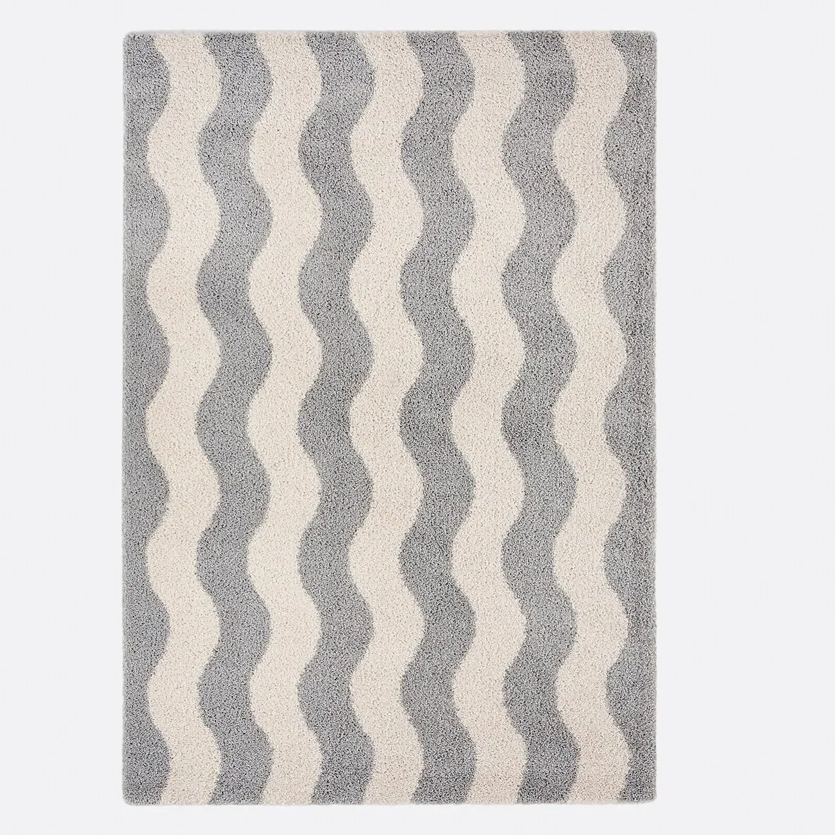 Nami Wave Print Rectangular Rug - Ecru, Grey, Polypropylene alternate view