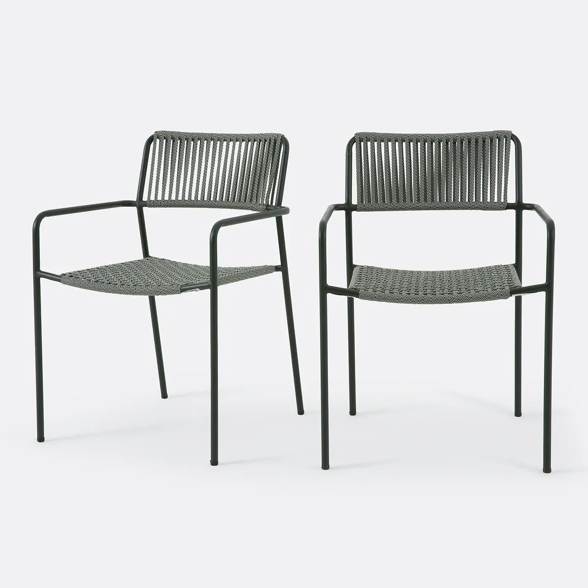 Namy Set of 2 Garden Armchairs - Khaki, Steel/Rope product
