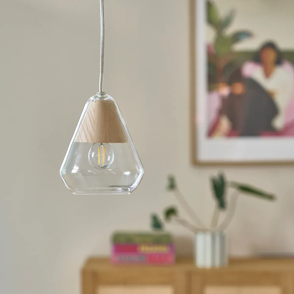 Nasoa 14cm Ceiling Light - Natural, Glass & Ash alternate view