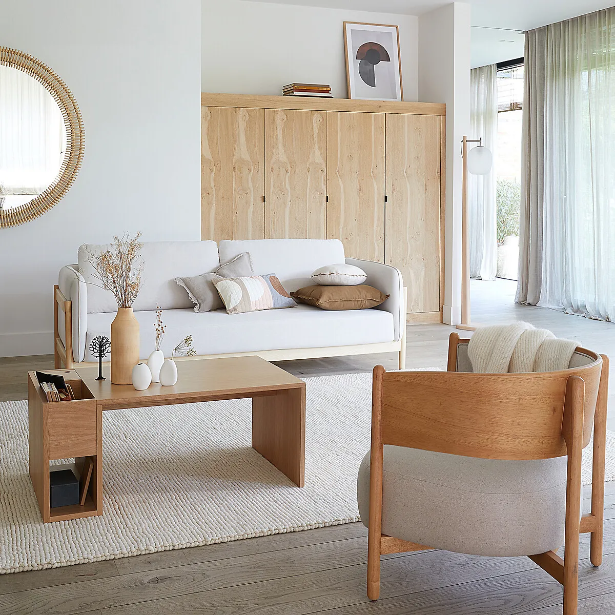 Navida Floor Lamp - Natural, Oak & Frosted Glass alternate view