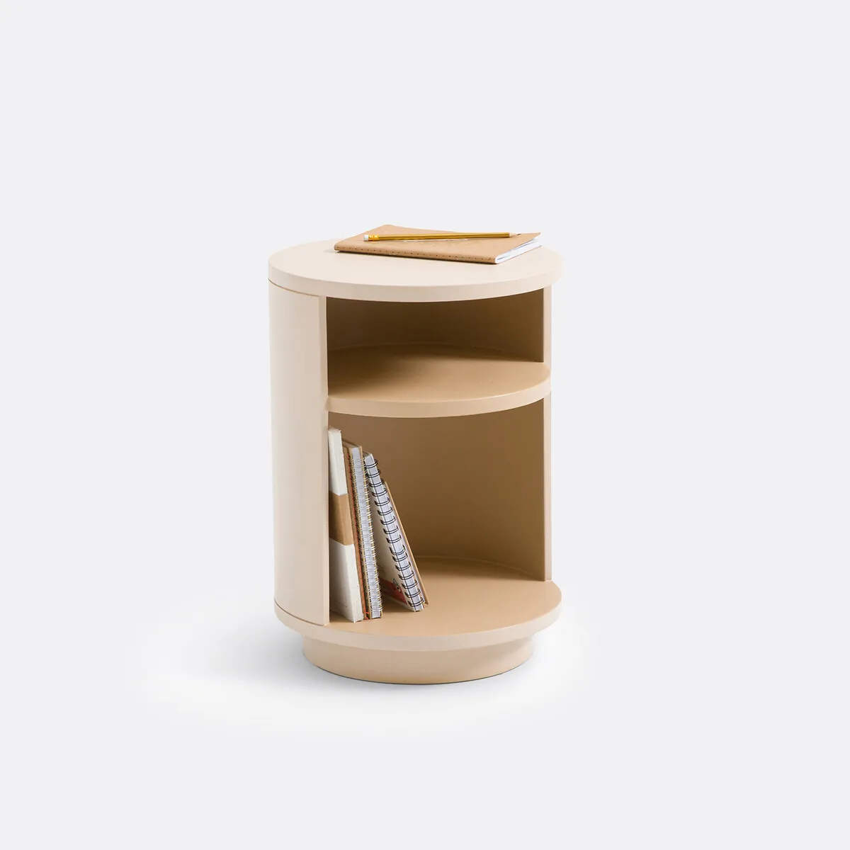 Nereo Cylindrical Bedside Table with Storage - Nude product