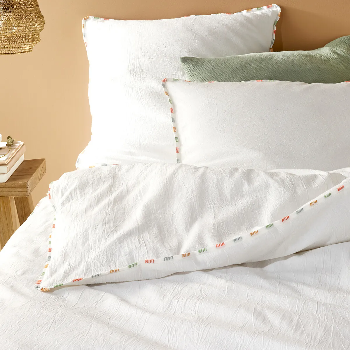 Neruda Embroidered Duvet Cover - White, Washed Cotton product