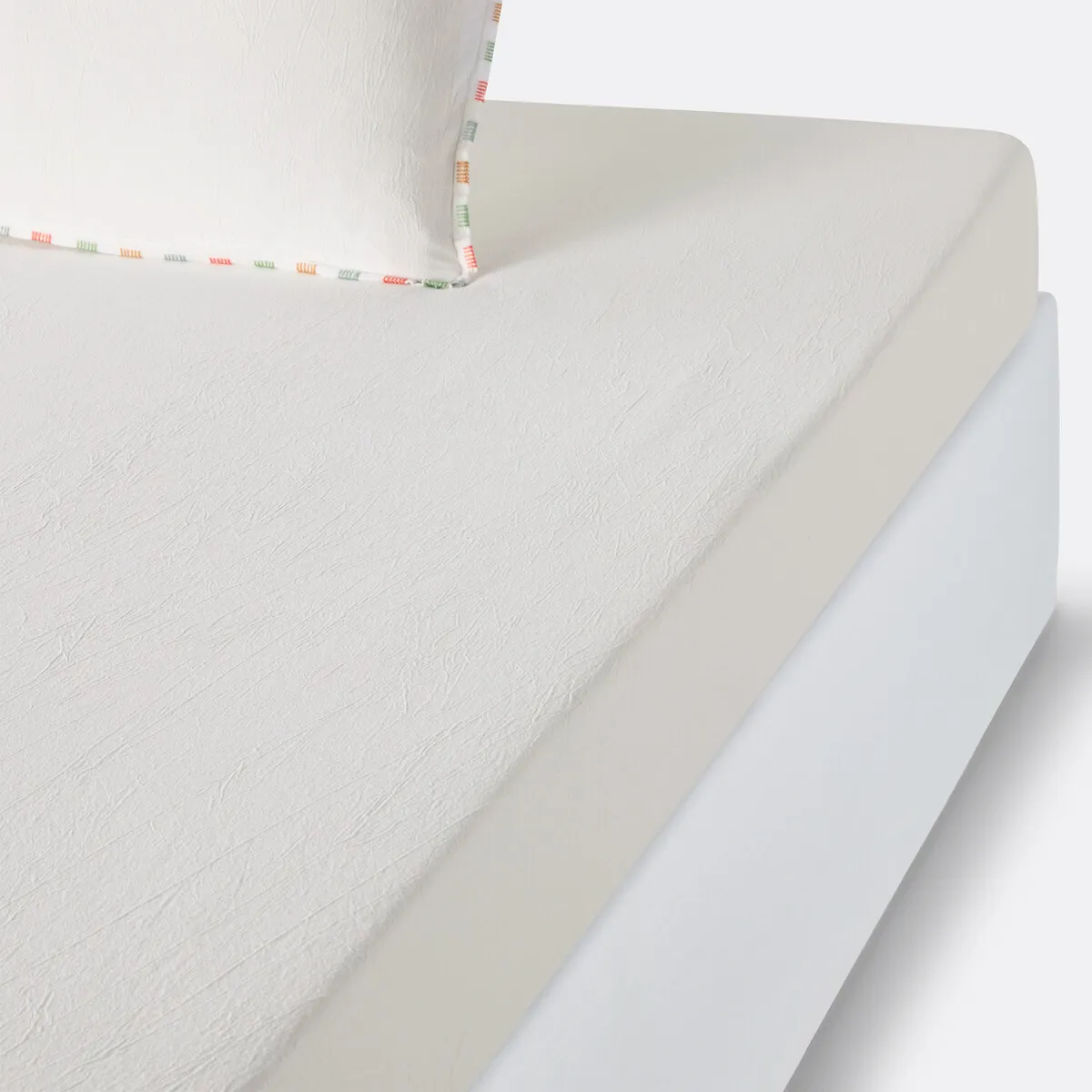 Neruda Fitted Sheet 30cm High - White, Washed Cotton product