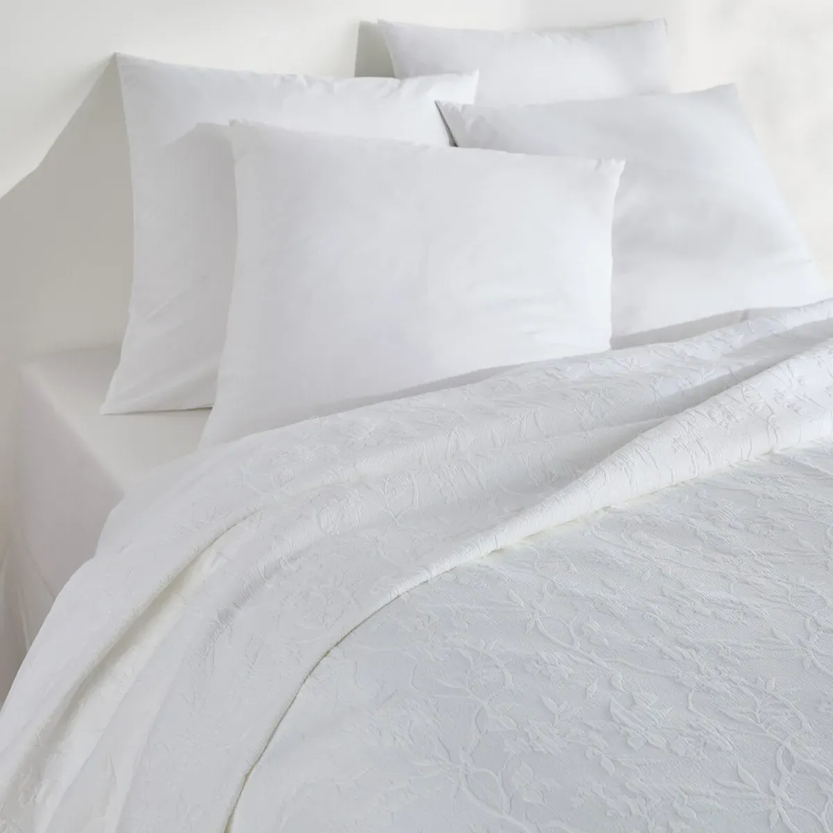 Nessa Quilted Bedspread - White, Cotton alternate view