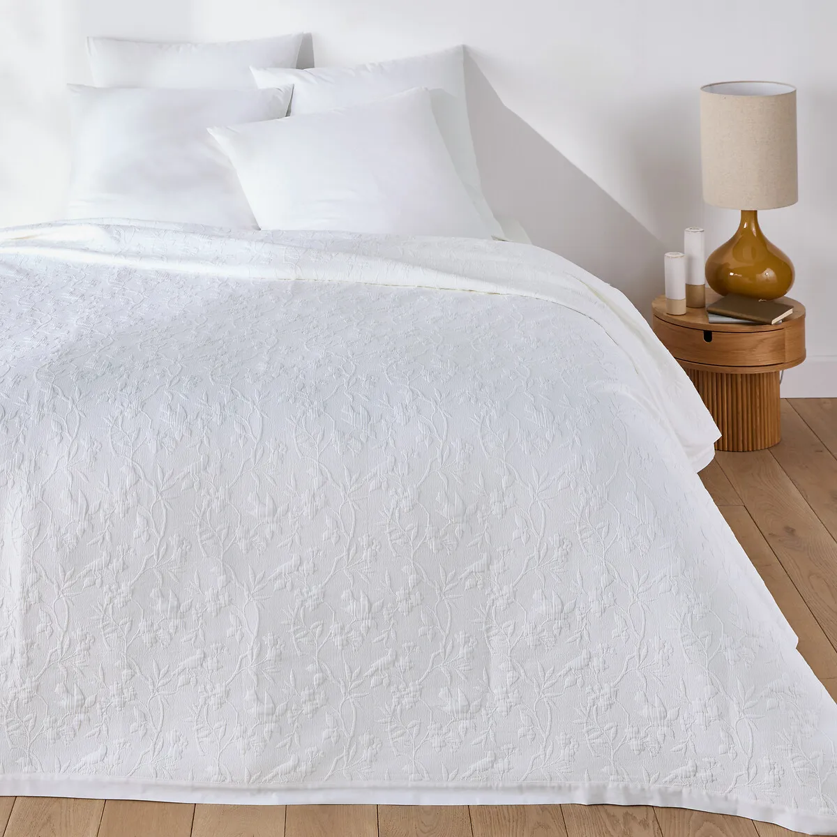 Nessa Square Quilted Cushion Cover - White, Cotton alternate view