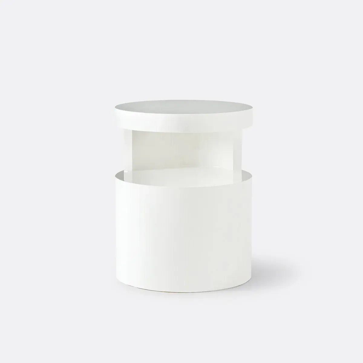 Newark Cylindrical Bedside Table - White, MDF alternate view