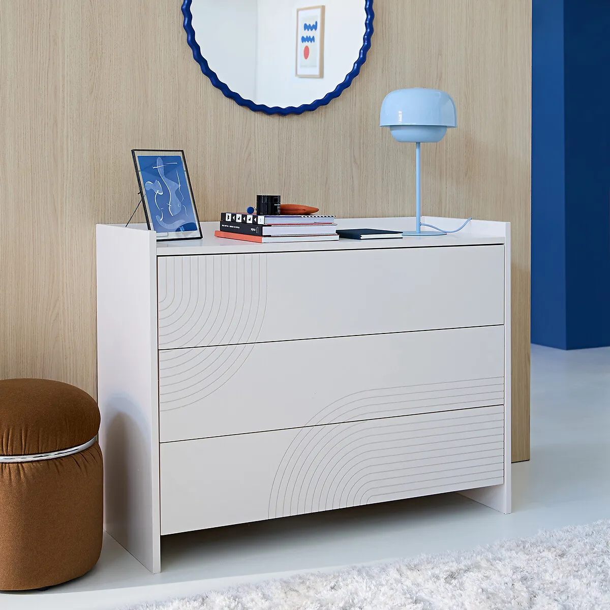 Newxor 3-Drawer Chest of Drawers - Ivory, MDF alternate view