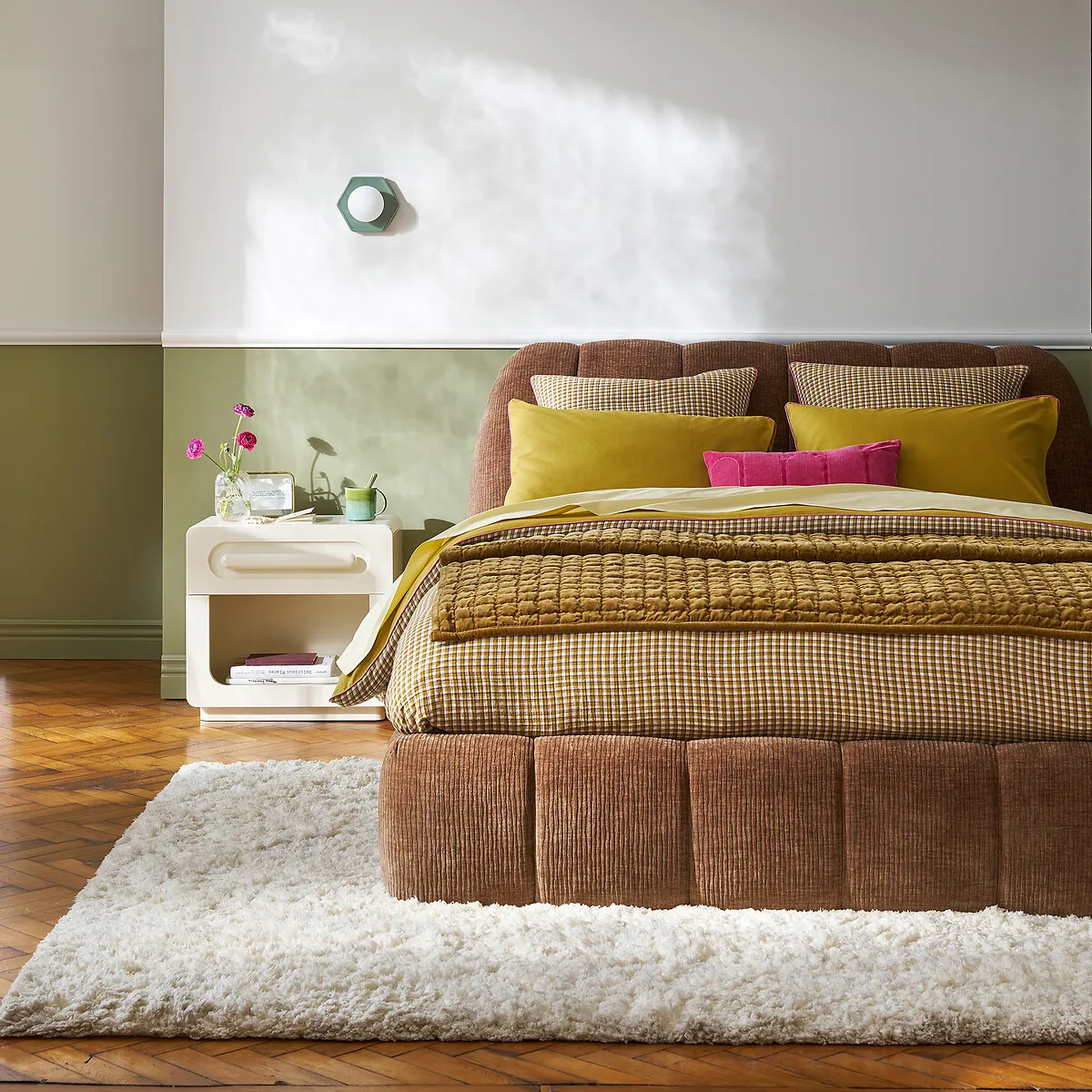Ninon Duvet Cover - Ochre Gingham, Cotton alternate view
