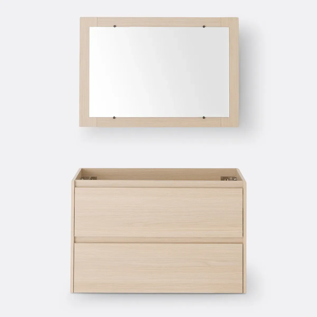Nirio L-Shaped Wall-Mounted Vanity Unit & Mirror Set - Light Oak alternate view