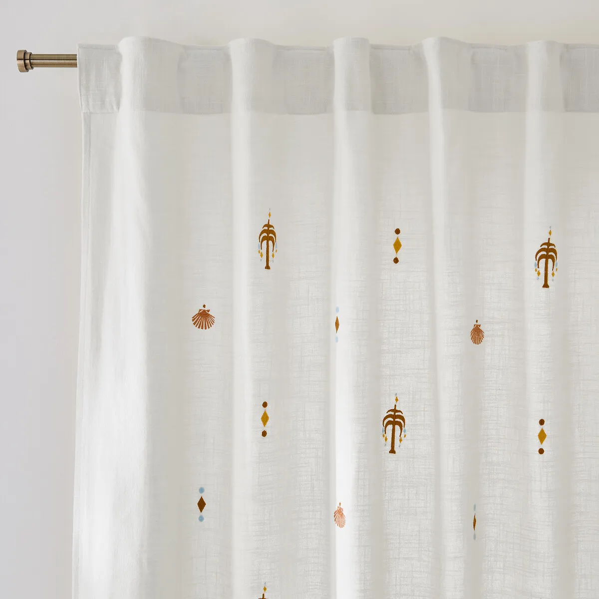 Nizar Embroidered Tropical Curtain Concealed Tab Top - Multi-Coloured, Cotton product