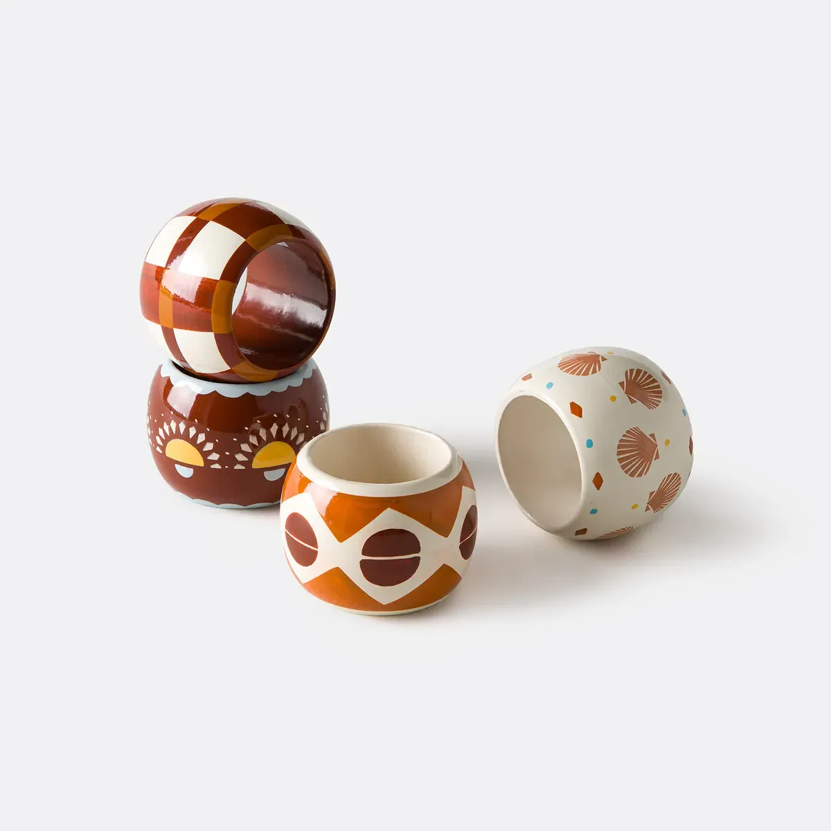 Nizar Napkin Rings Set of 4 - Multi-Coloured, Mango Wood product