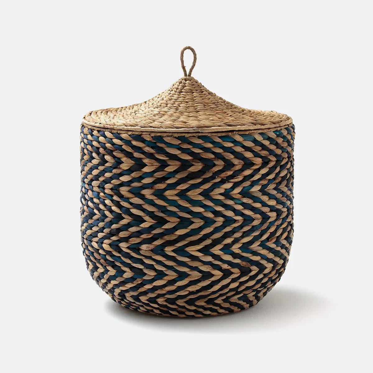 Nomado Woven Basket with Lid - Natural Blue, Water Hyacinth product