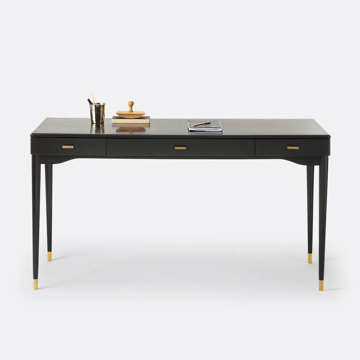 Novani 3-Drawer Desk - Black, Solid Birch alternate view