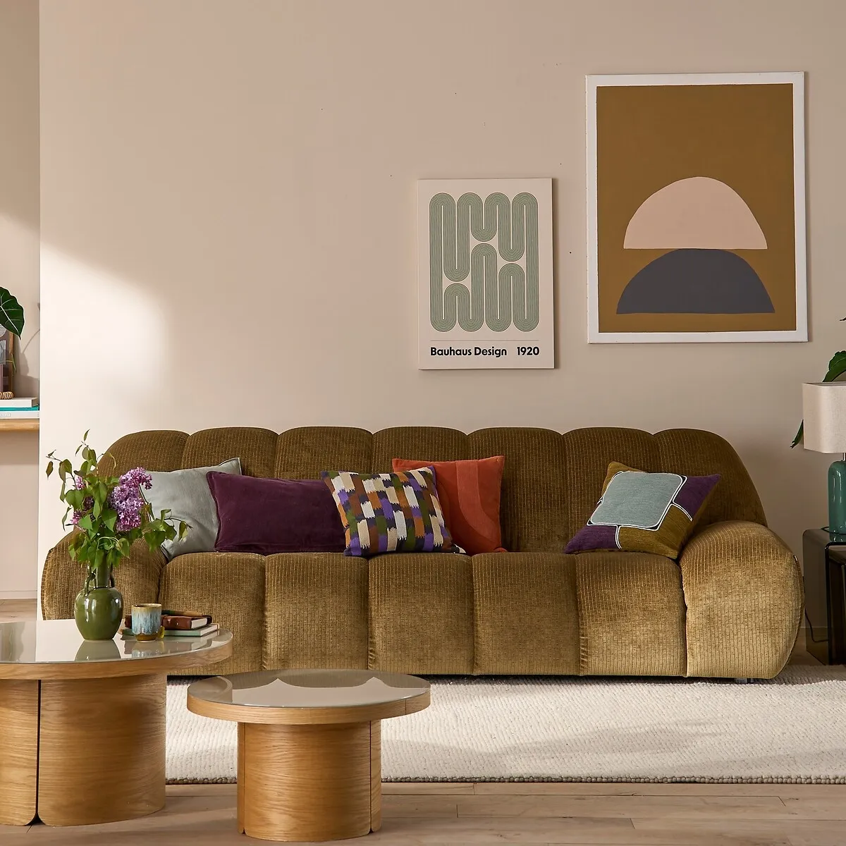 Nuria 3-Seater Sofa Quilted - Bronze, Corduroy product