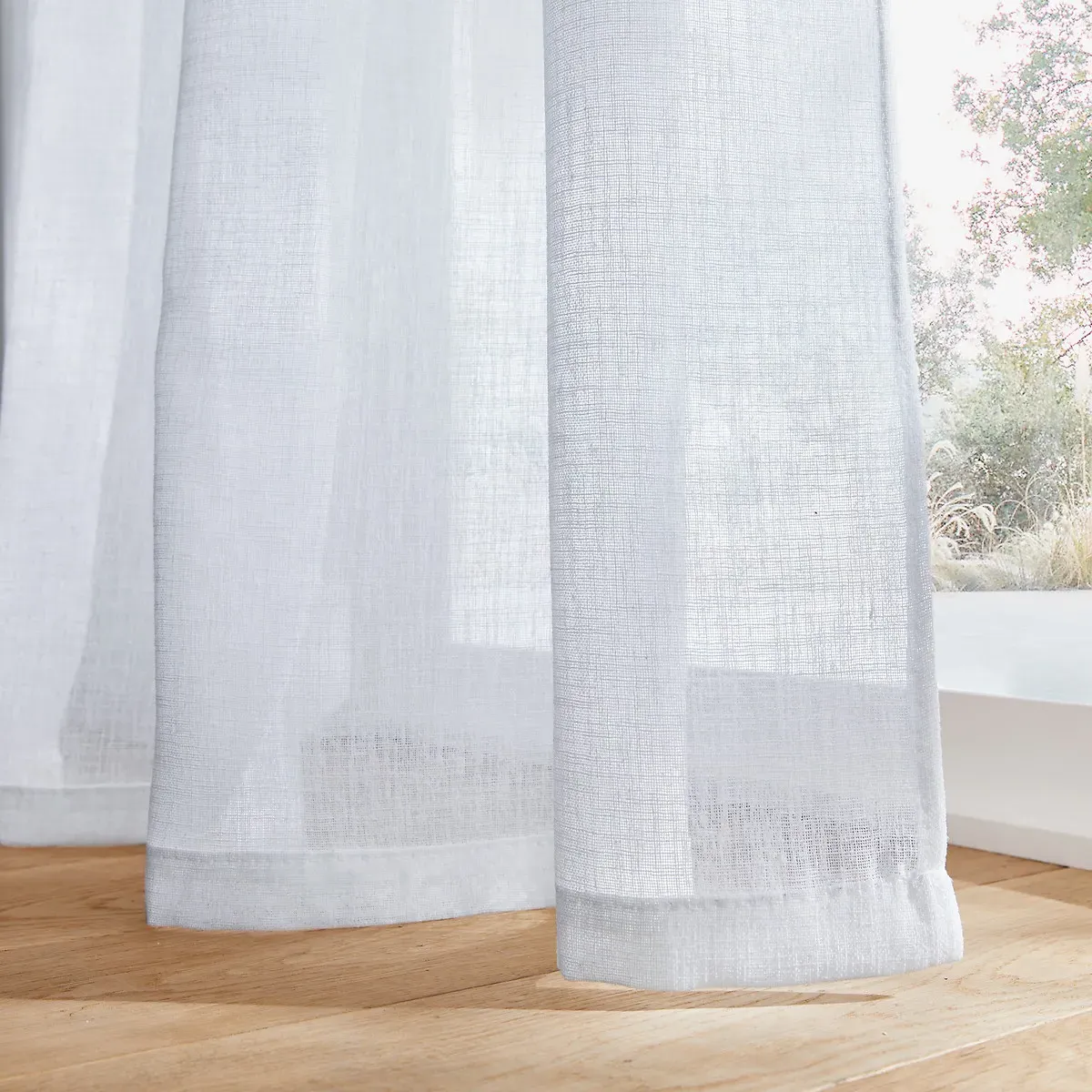 Nyong Voile Eyelet Panel - Grey, Polyester alternate view