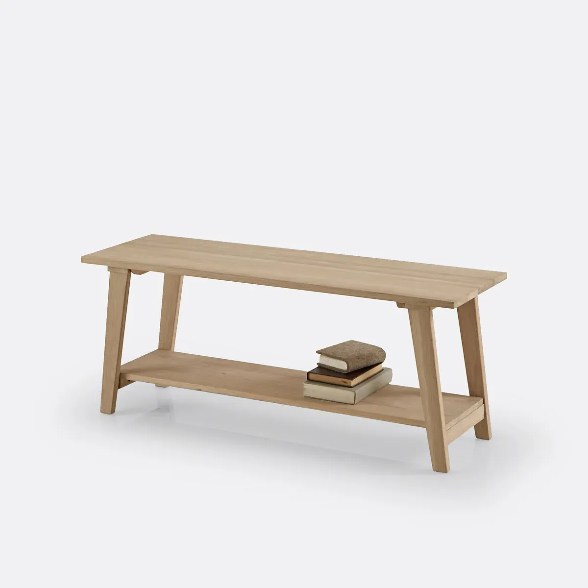Oaky Hallway Bench with Shelves - Bleached Oak product