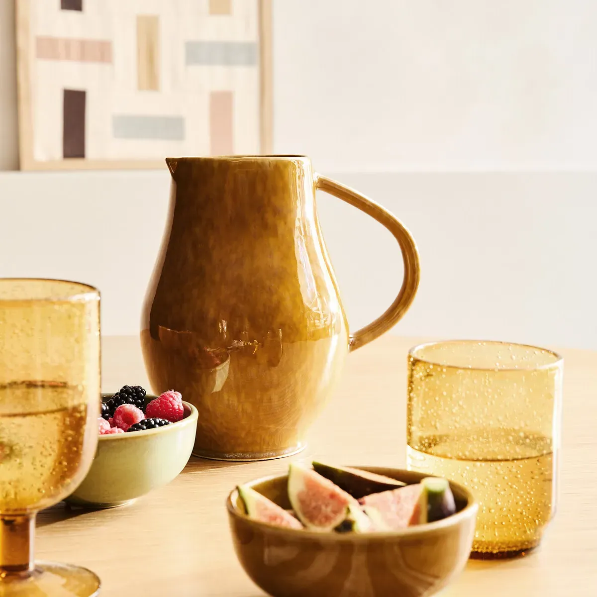Olaia Reactive Glazed Stoneware Carafe - Ochre alternate view