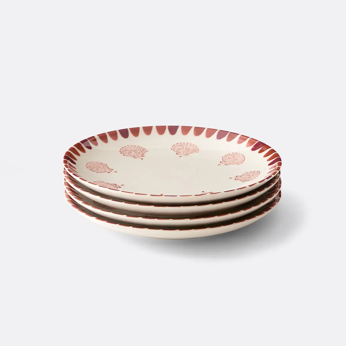 Omana Shell Print Ceramic Dessert Plates, Set of 4 product
