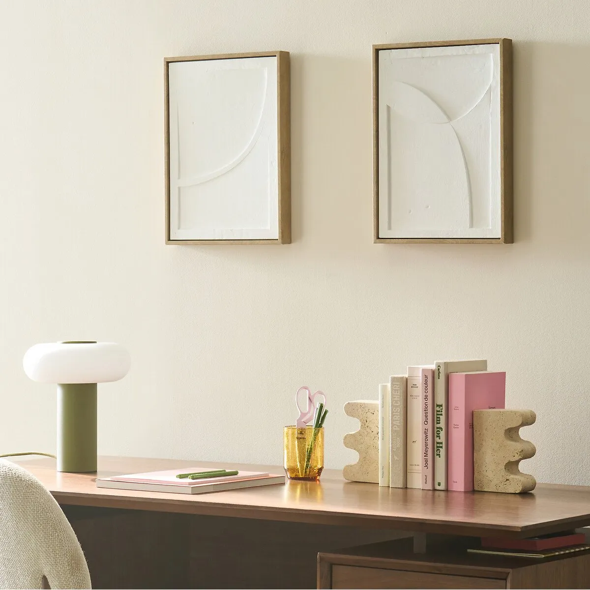 Omer Table Lamp - Green, Iron and Opaline Glass alternate view