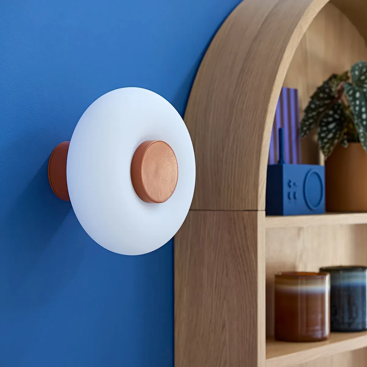 Omer Wall or Ceiling Light - Caramel, Iron & Opaline Glass alternate view