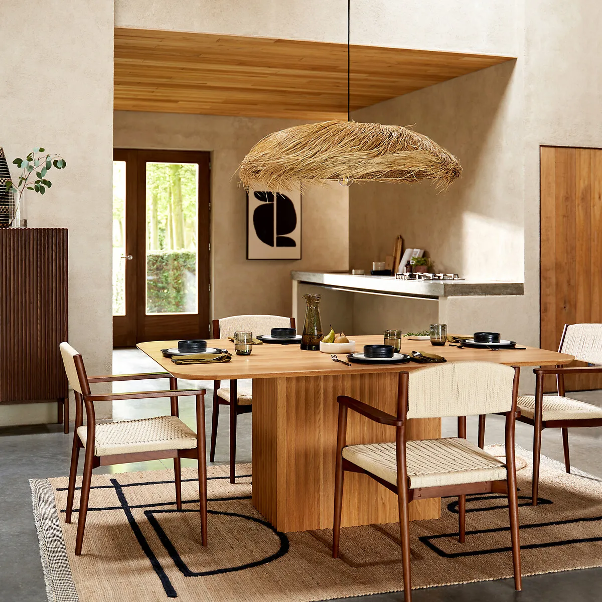 Onate 6-8 Seater Dining Table with Central Base - Oak alternate view