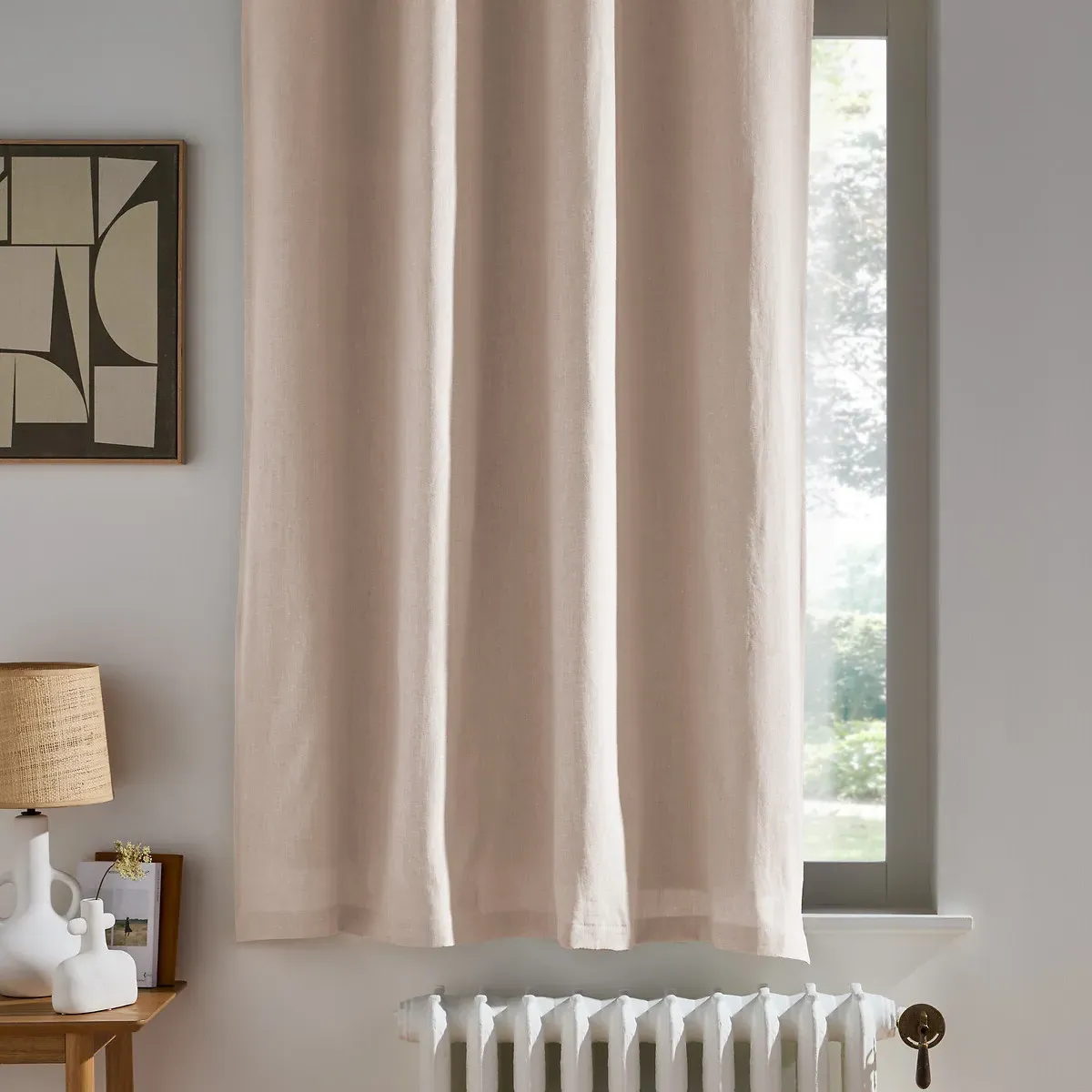 Onega Blackout Radiator Curtain - Natural, Linen product