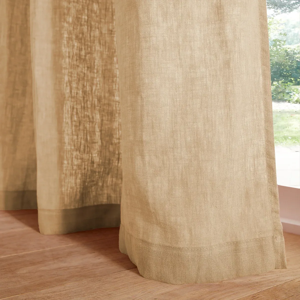 Onega Concealed Tab Top Curtain - Sand, Washed Linen alternate view