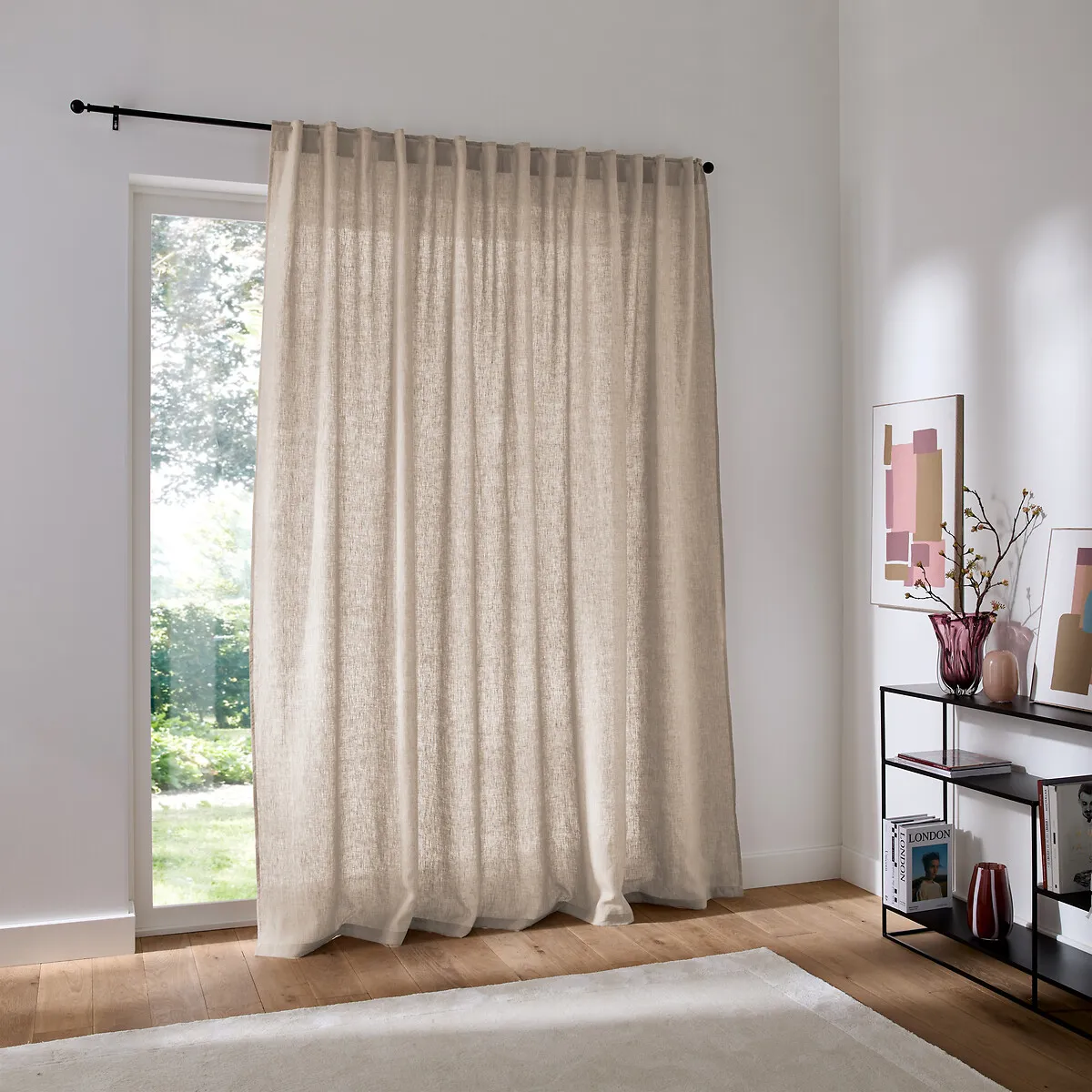 Onega Large Width Curtain with Hidden Tabs - Natural, Washed Linen alternate view