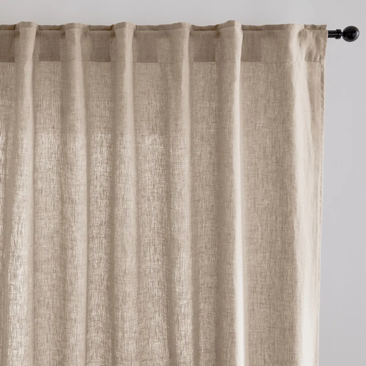 Onega Large Width Curtain with Hidden Tabs - Natural, Washed Linen product