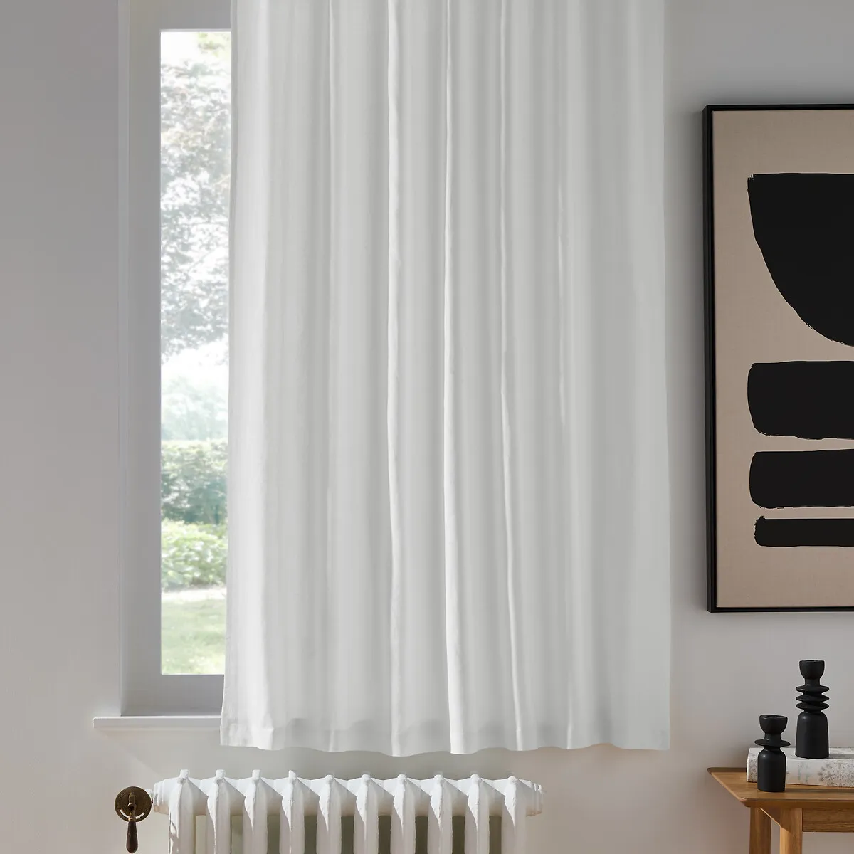 Onega Radiator Curtain with Hidden Fixings - White, Linen product