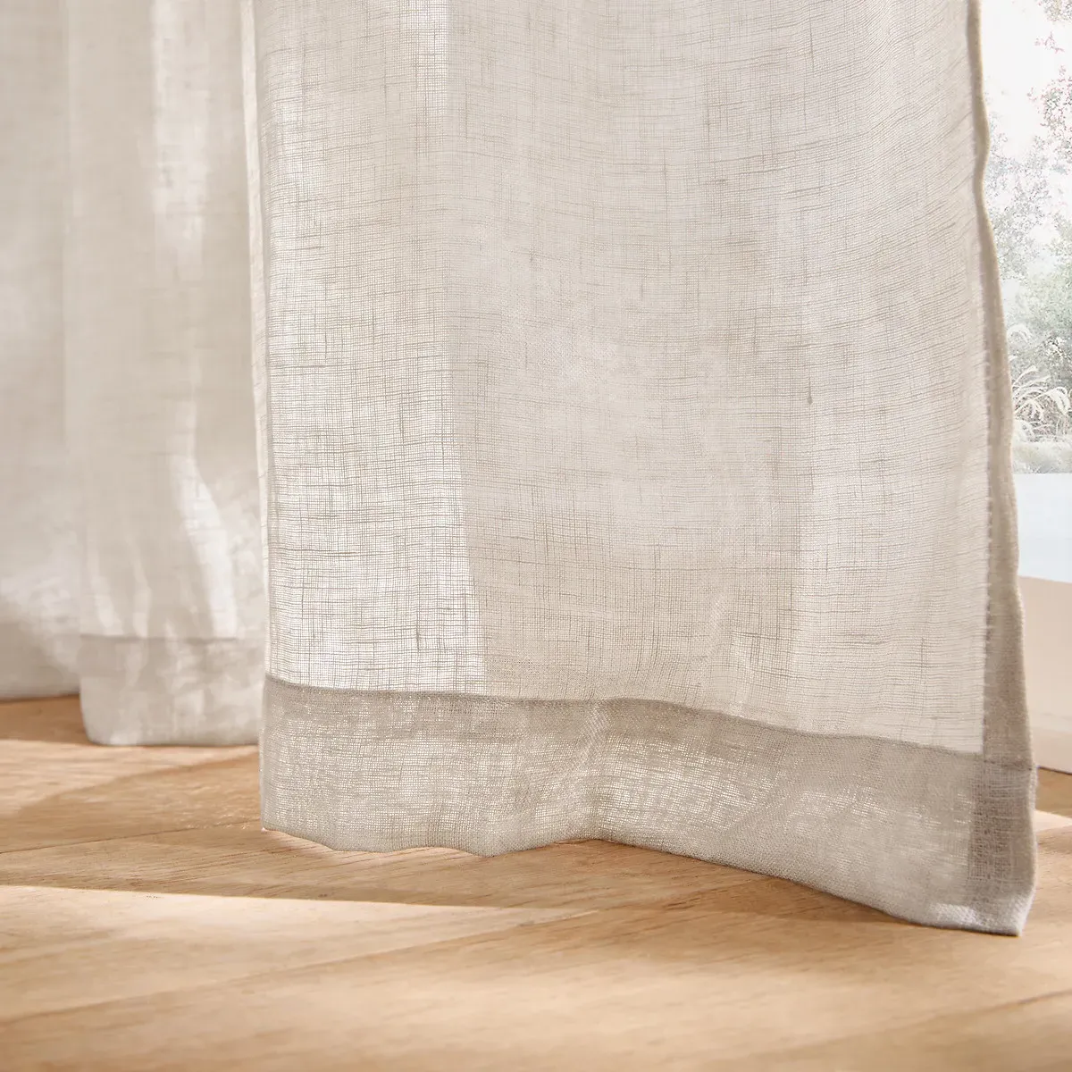 Onega Voile Panel Pencil Pleat Wave Finish - Natural, Linen alternate view