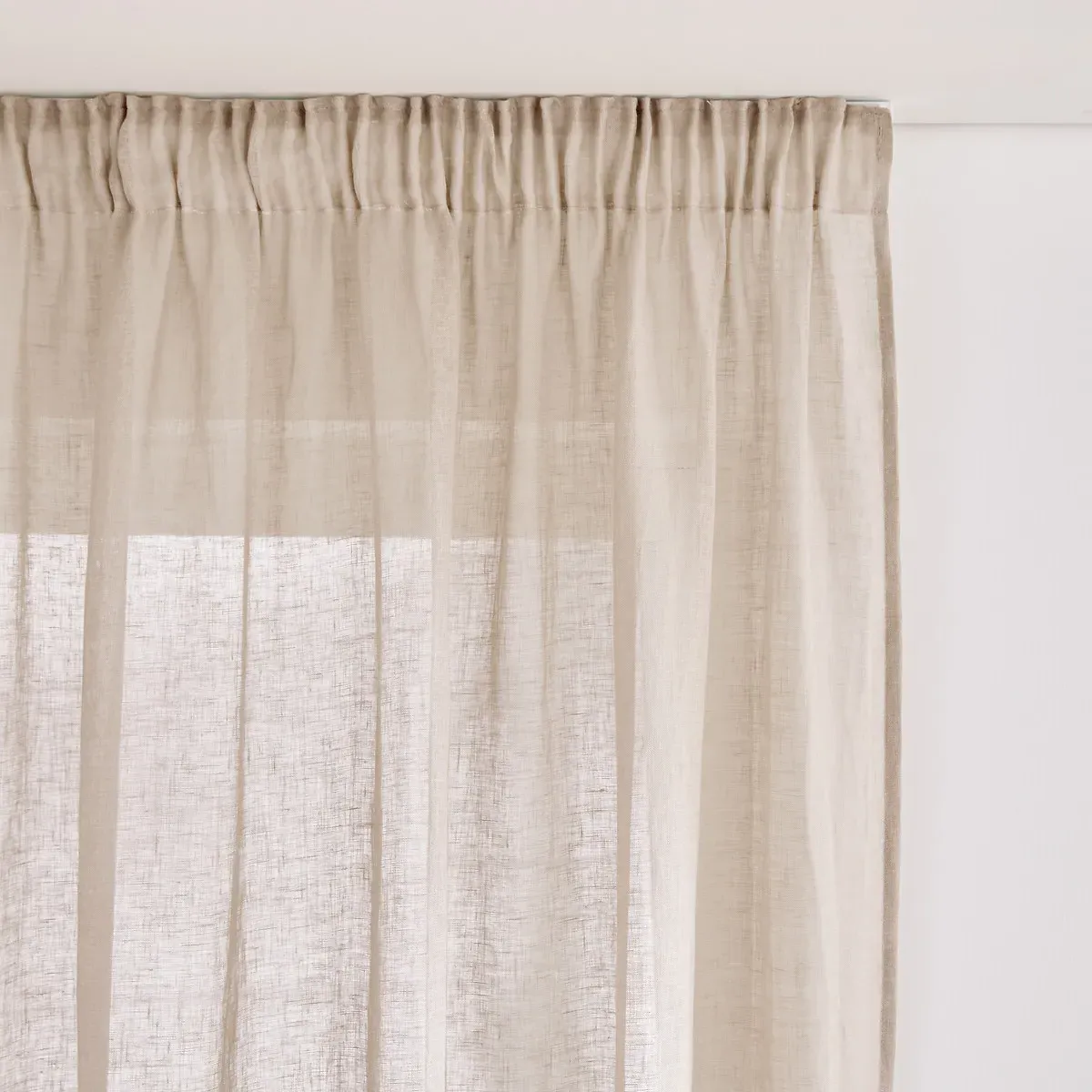 Onega Voile Panel Pencil Pleat Wave Finish - Natural, Linen product