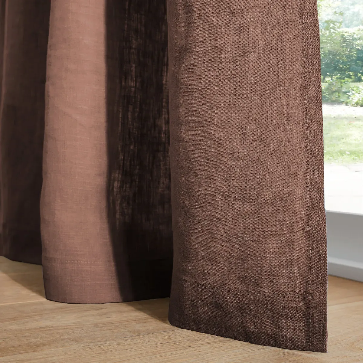 Onega Washed Linen Curtain with Eyelets - Mahogany alternate view