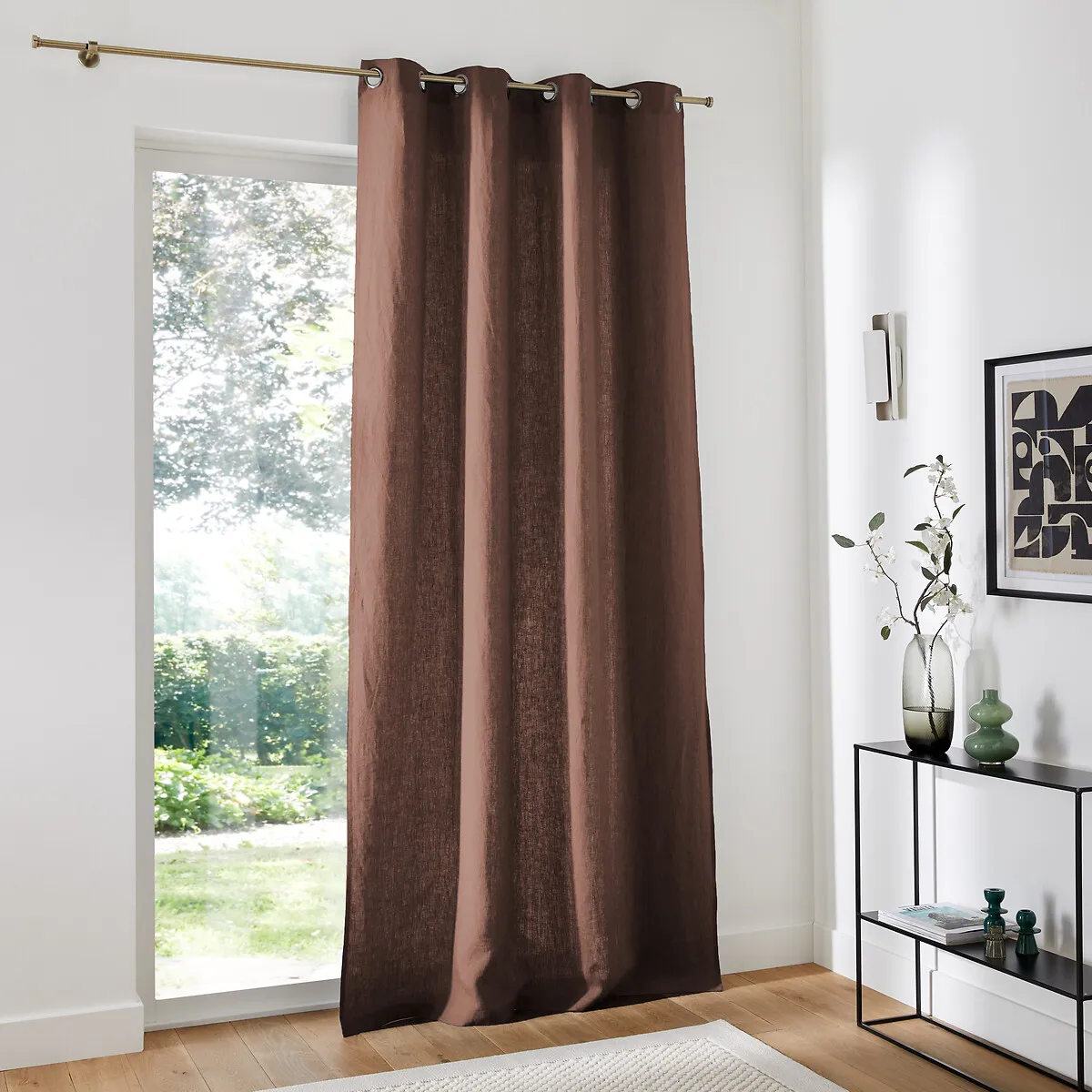 Onega Washed Linen Curtain with Eyelets - Mahogany product