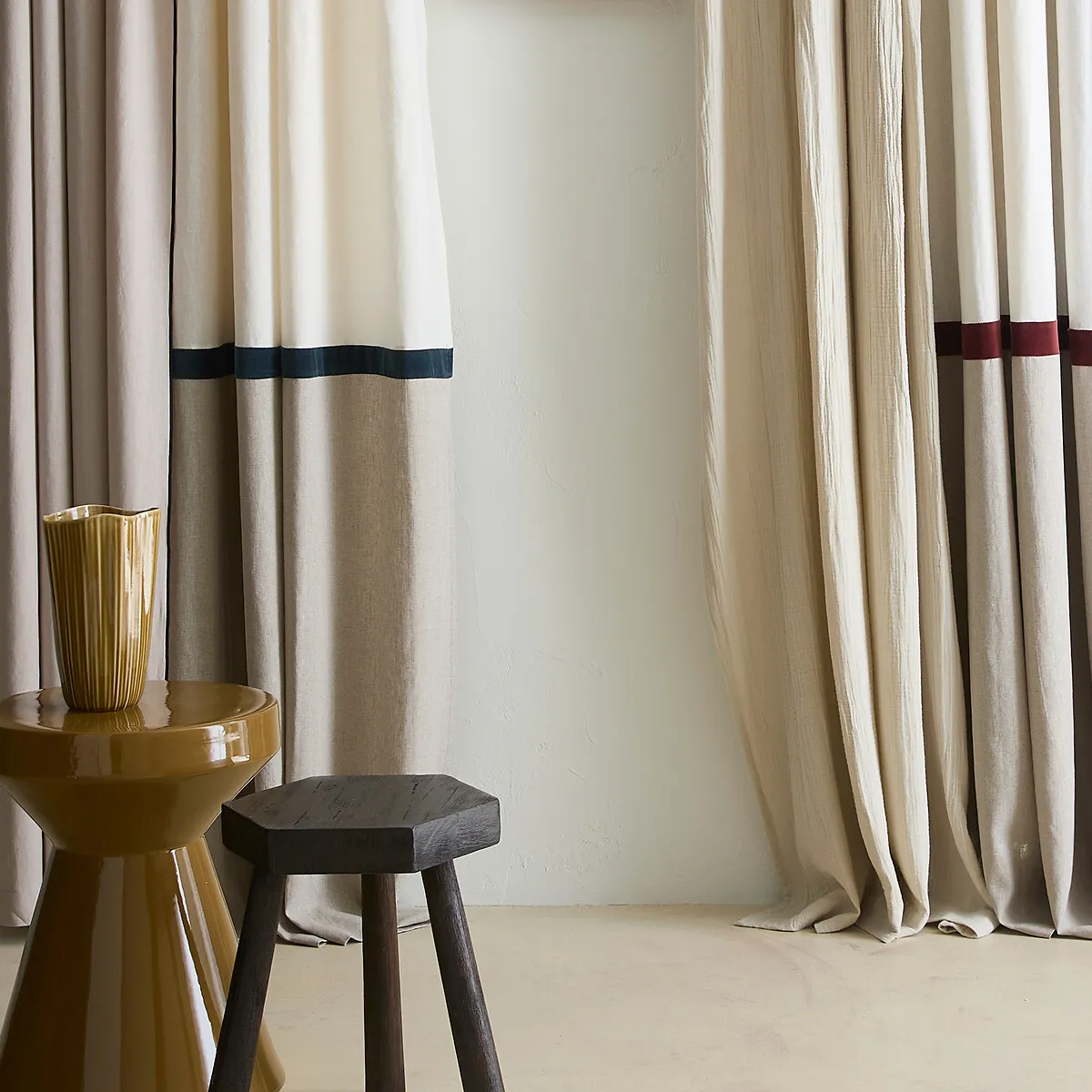 Onega X Velvet Hidden Tab Curtain - Ink Blue, Linen alternate view