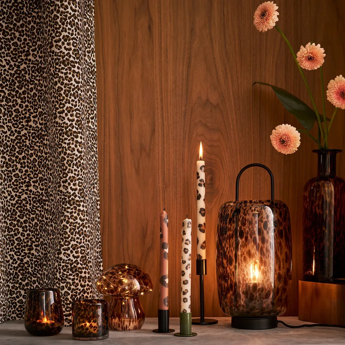 Onoki Decorative LED Mushroom Lamp - Brown, Glass alternate view