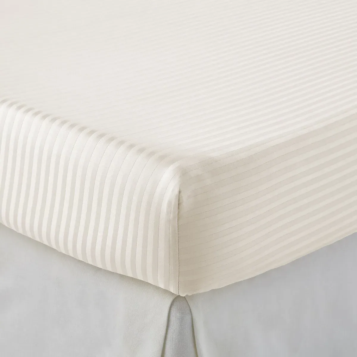 Opale Striped 350 Thread Count Fitted Sheet - Ivory, Cotton Satin alternate view