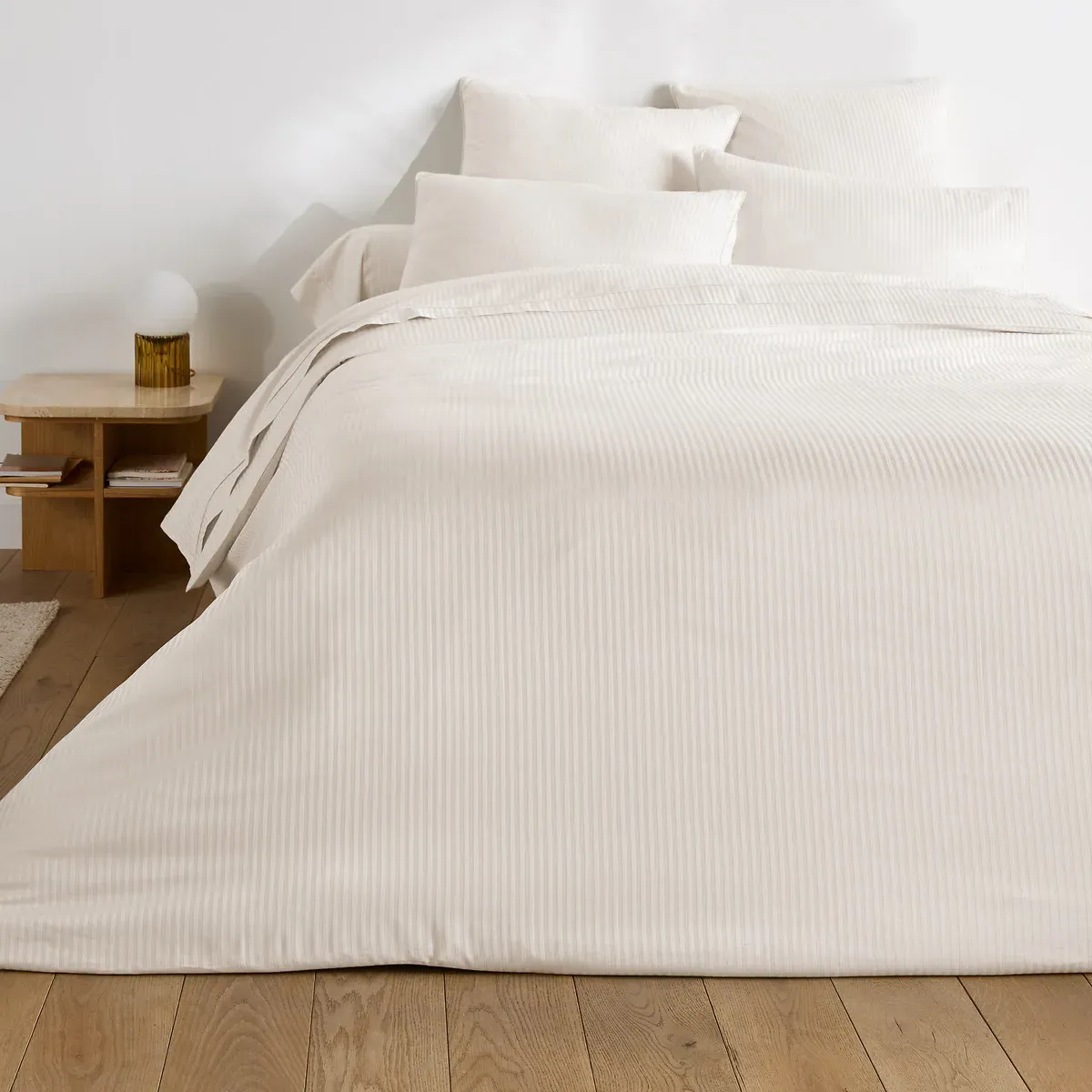 Opale Striped 350 Thread Count Pillowcase - Ivory, Cotton Satin alternate view