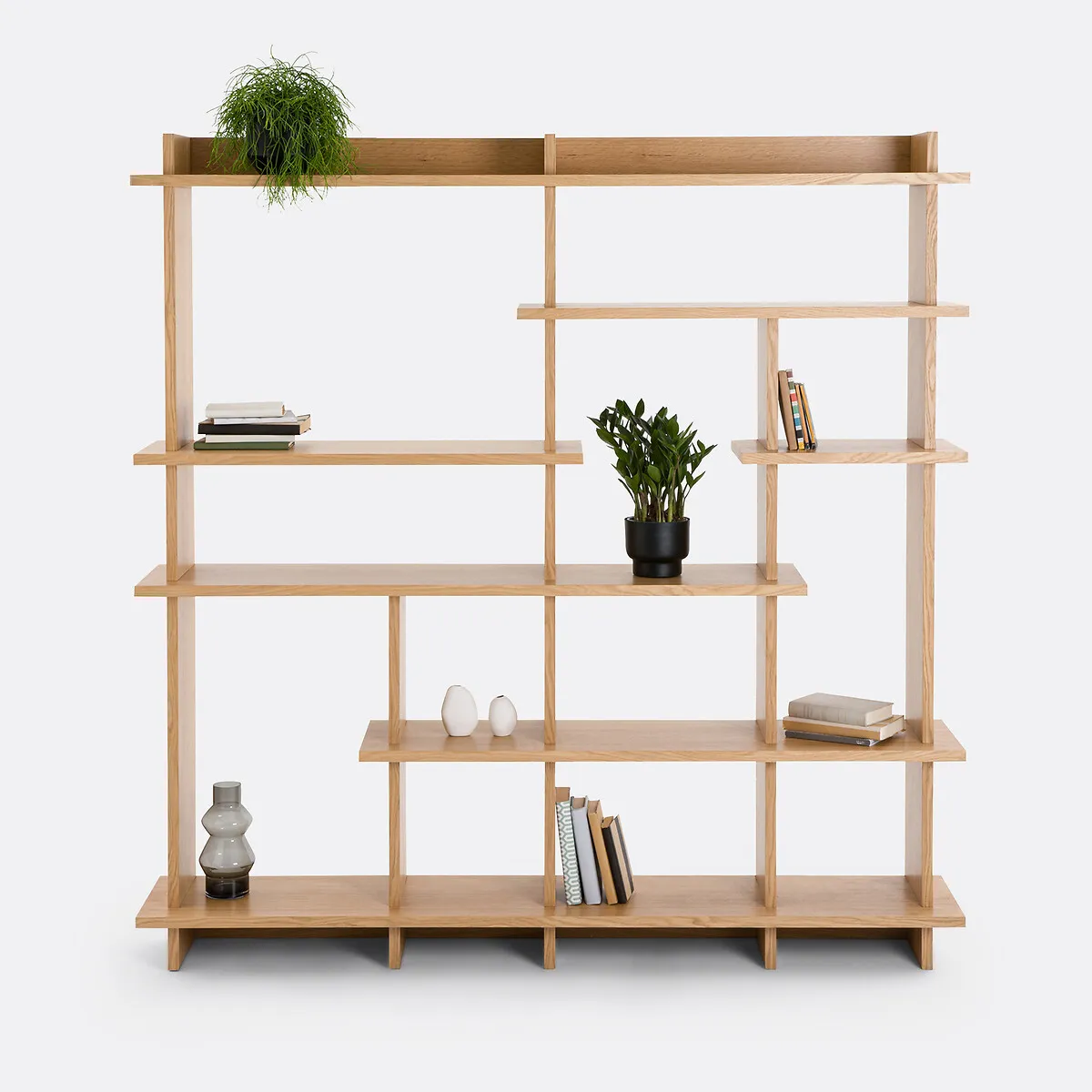 Orga Asymmetric Bookcase - Oak, MDF Veneer alternate view