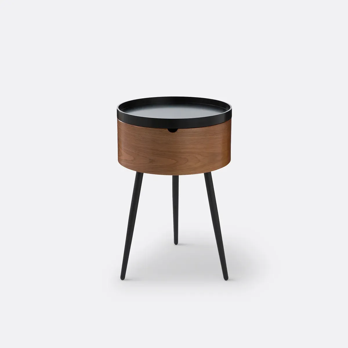 Orteo Bedside Table with Storage - Walnut Veneer, MDF alternate view