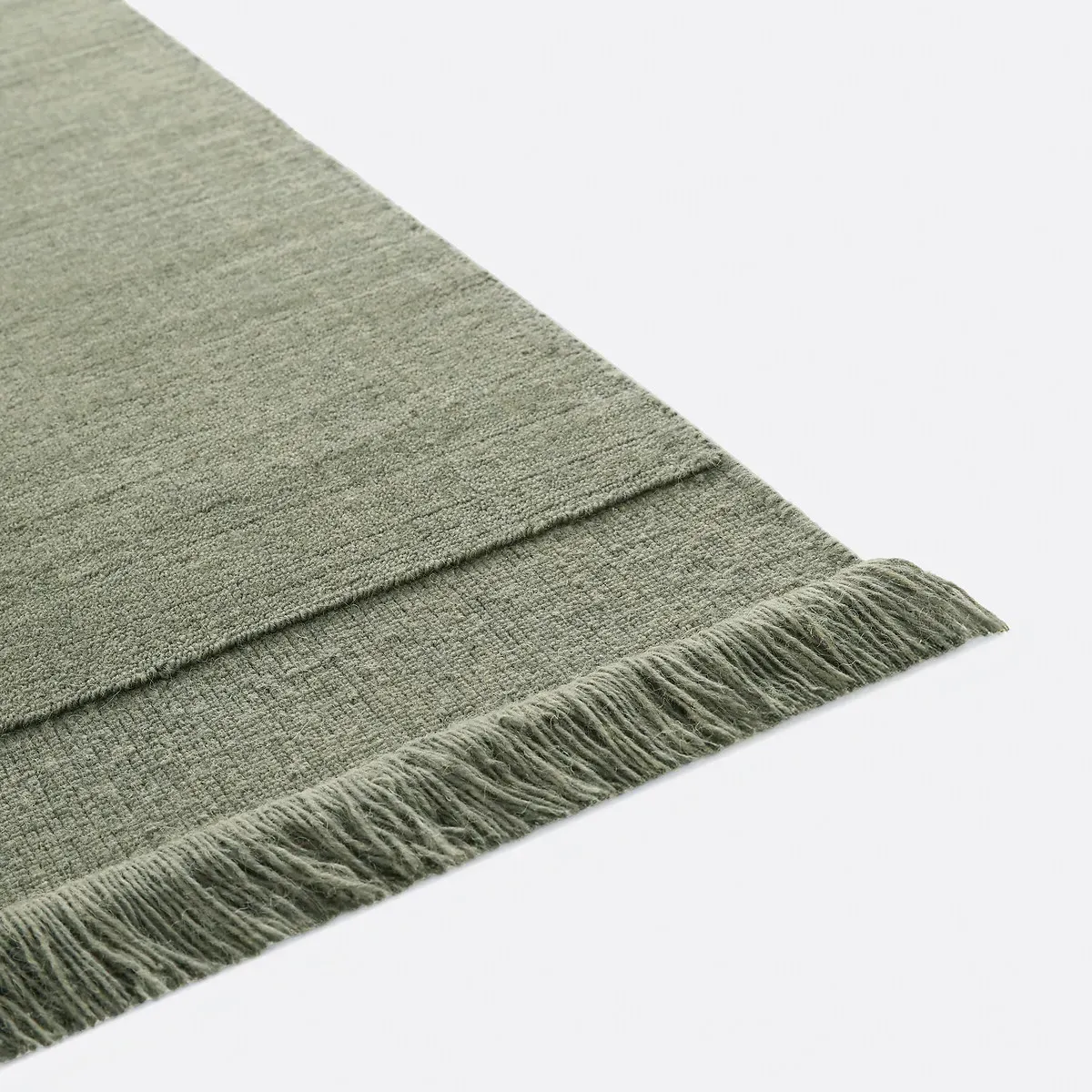Osni Rug with Fringed Edging - Khaki, Wool alternate view