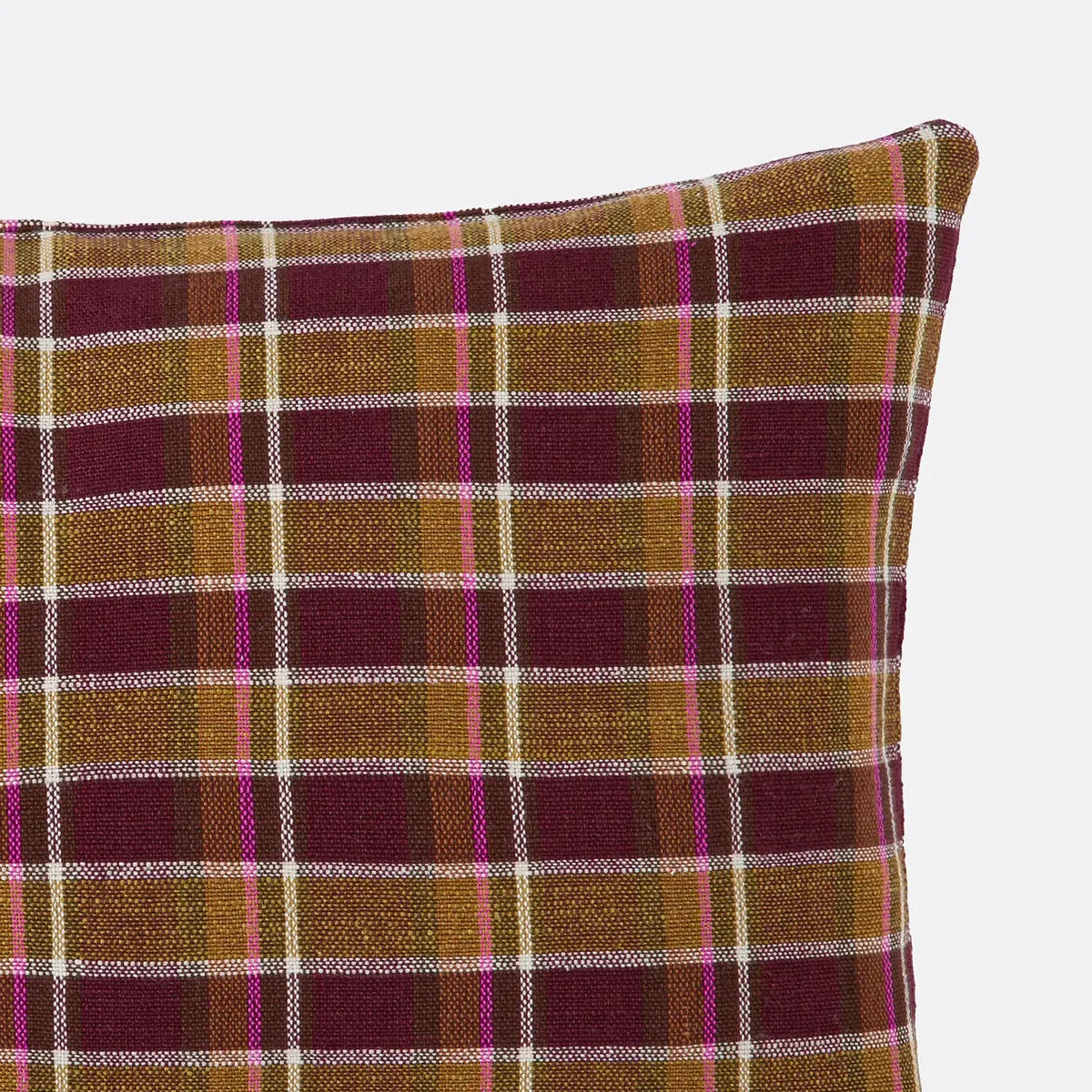 Oswald Tartan Print Rectangular Cushion Cover - Burgundy, Cotton alternate view