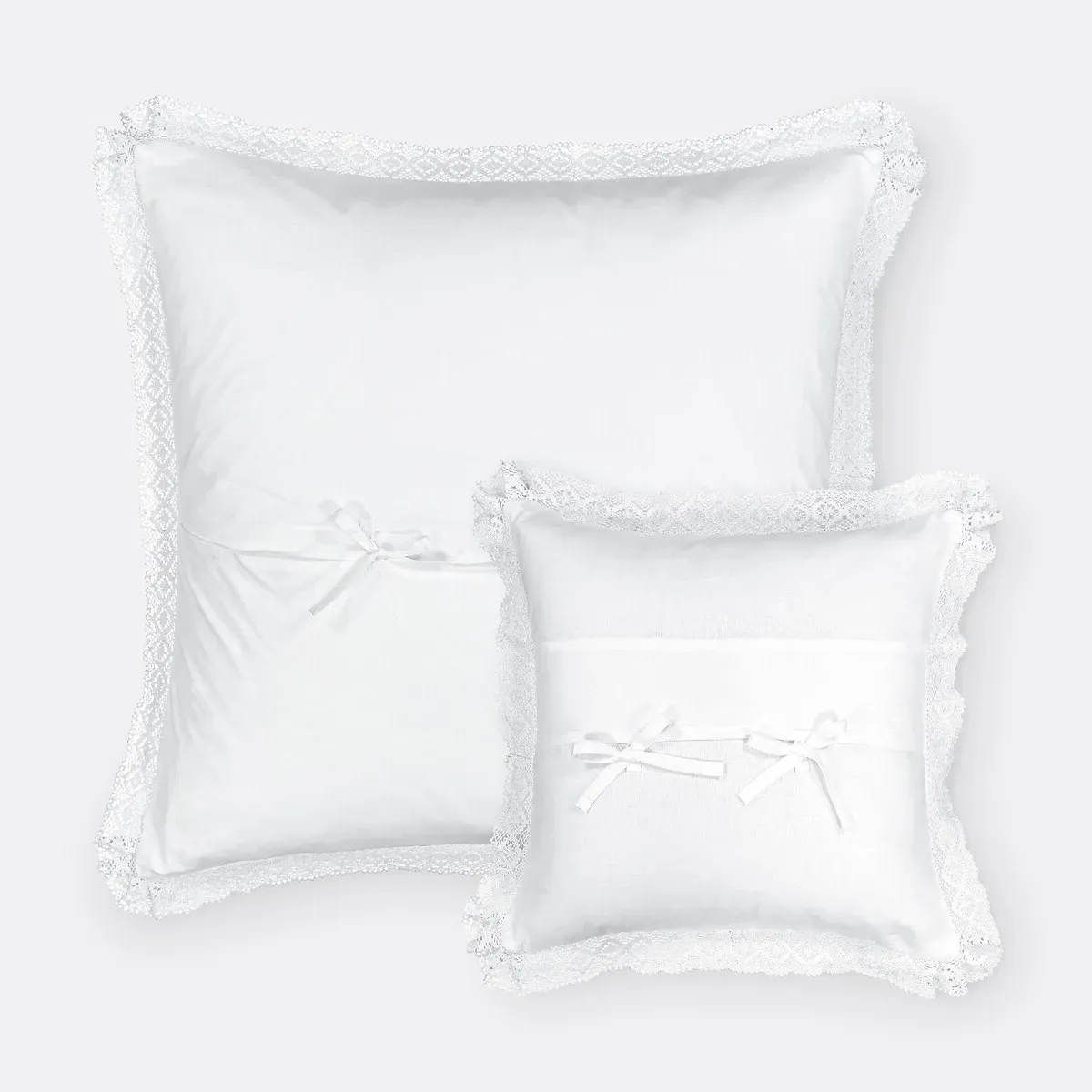 Oyena Embroidered Cushion Cover with Ruffles - White, Cotton alternate view