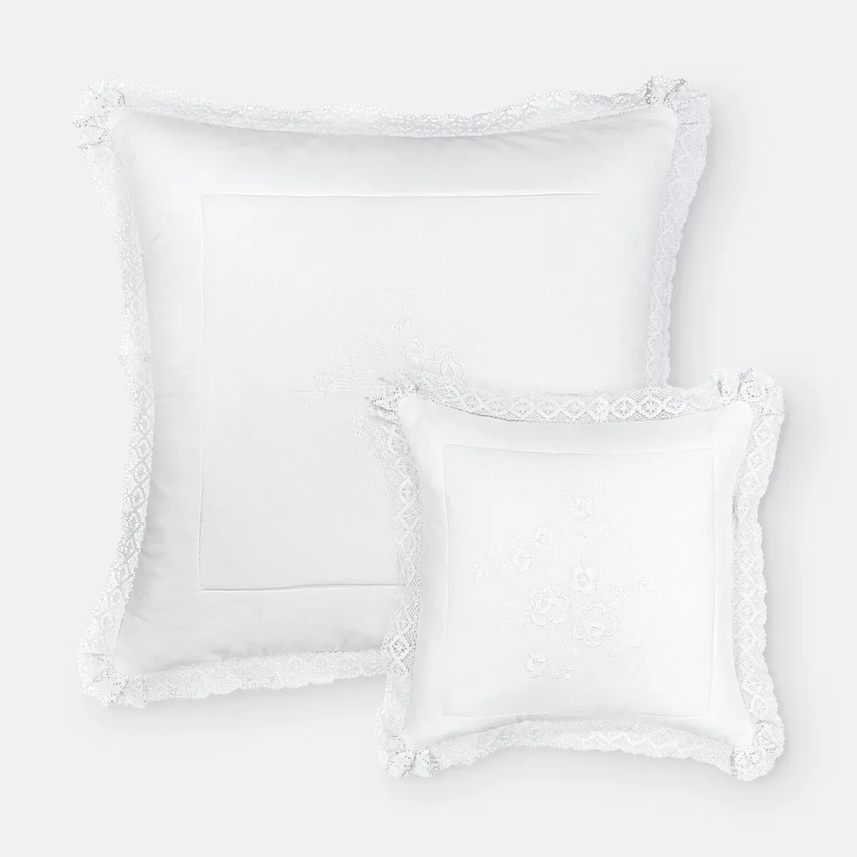 Oyena Embroidered Cushion Cover with Ruffles - White, Cotton product