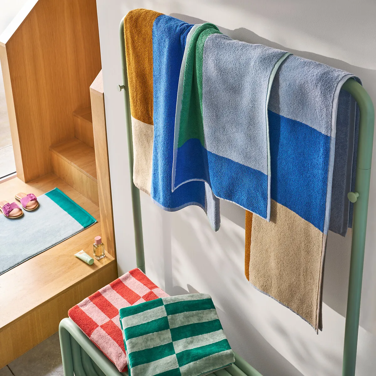 Palavas Bouclé Towelling Maxi Bath Sheet - Multi-Coloured, Cotton alternate view