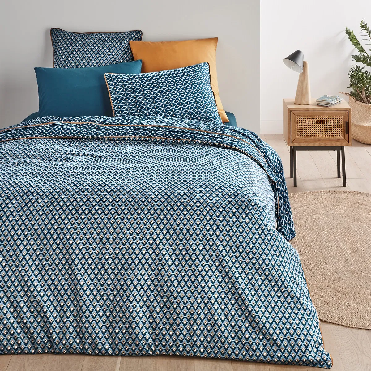 Palazzo Graphic Duvet Cover - Blue Print, Cotton alternate view