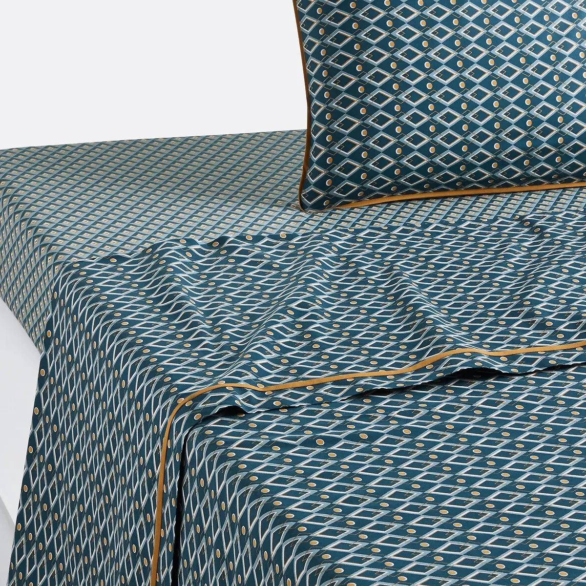 Pallazzo Patterned Flat Sheet - Blue Print, Cotton product